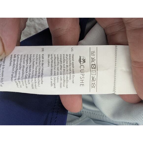 Cupshe Womens One Piece Swimsuit Size Large Blue Sheer One Shoulder - Picture 10 of 11